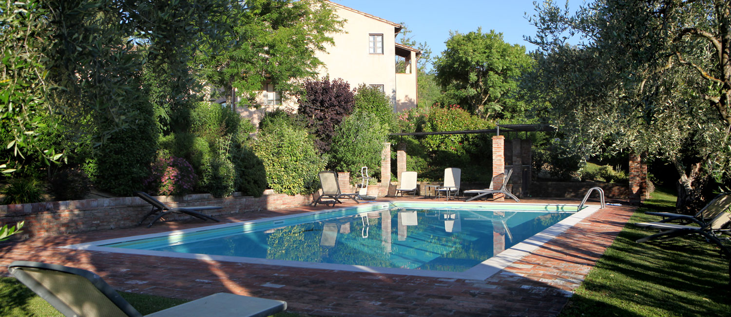 Enjoy shaded seating by the pool on long summer days